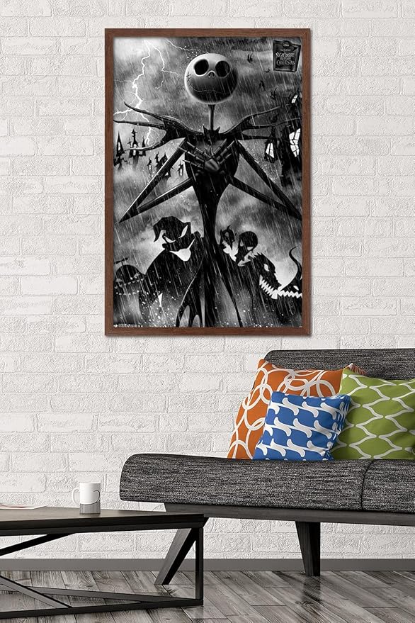 Trends International Disney Tim Burton's The Nightmare Before Christmas - Shadows Wall Poster, 34L x 22.4W, Mahogany Framed Version