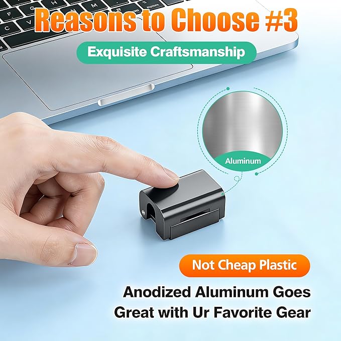 AGVEE 8 Pack Magnetic Cord Organizer Clips, 10mm Ultra-Thin Aluminum Cable Management Holder, 2 Pairs of Strong Magnets Keeper for Home Desk Office Gadgets Accessories, Residue-Free Tape, Dark Gray