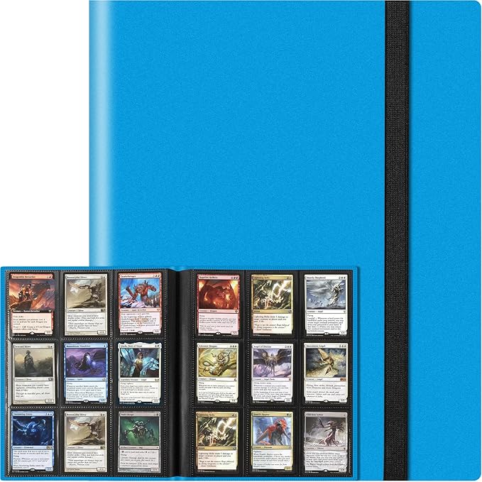 Trading Card Binder, Card Binder Album Folder Book Fit for MTG Baseball Football Sports Cards, Easy to Use Card Collection Binder (Sky Blue, 360 Pockets)