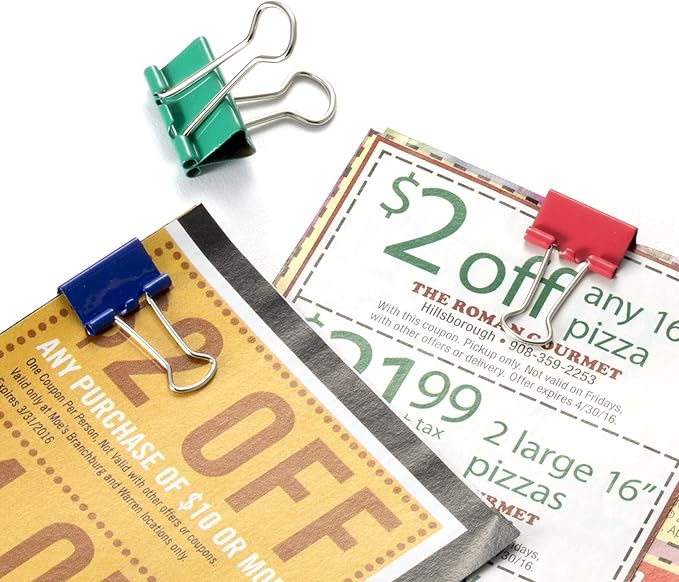 OfficemateOIC Binder Clips, Assorted Colors and Sizes, 30 Clips per Tub (31026)