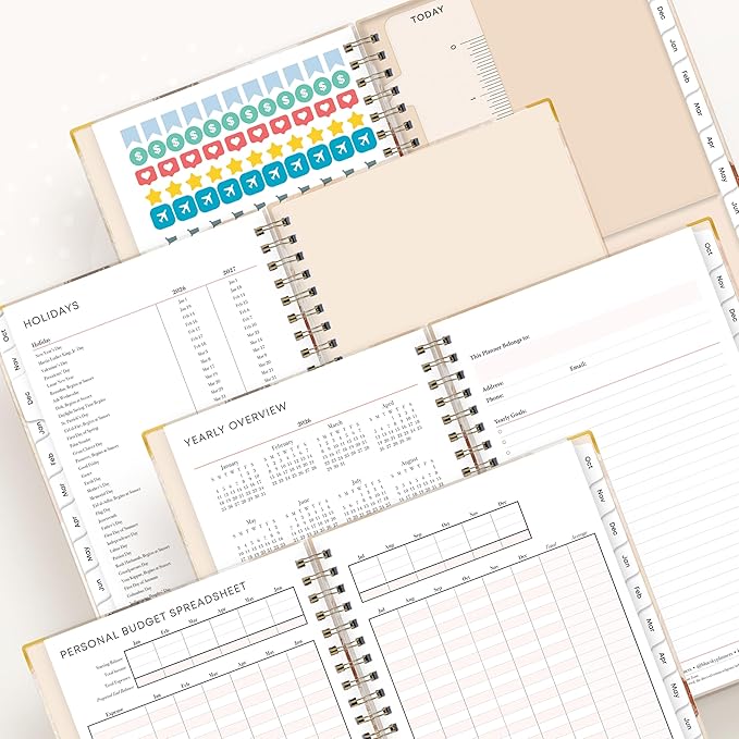 Blue Sky 15 Month 2026 Weekly and Monthly Planner Calendar, October 2025 - December 2026, 5" x 8", Hard Cover, Durable Twin Wire Binding, Laminated Tabs, Storage Pocket, Includes Ruler, Sticky Notes & Stickers, Henri