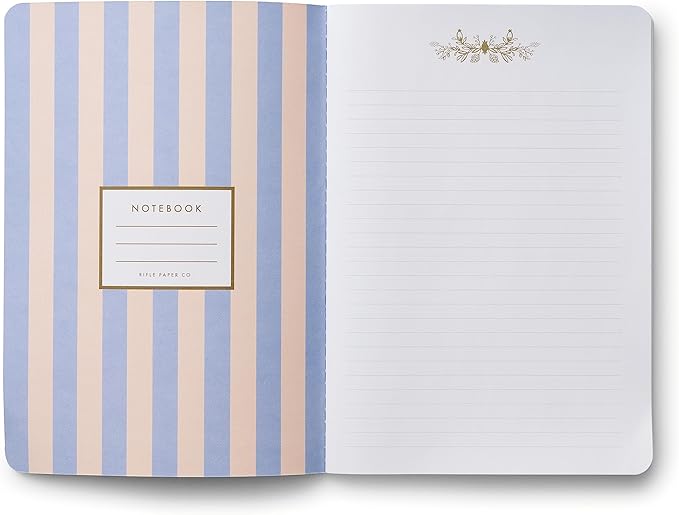 RIFLE PAPER CO. Stitched Notebook Set, 3-Pack Lined Journals with Canvas Paper Cover, Gold Foil Accents & 64 White Ruled Pages, Lay Flat Design | Hydrangea Pattern