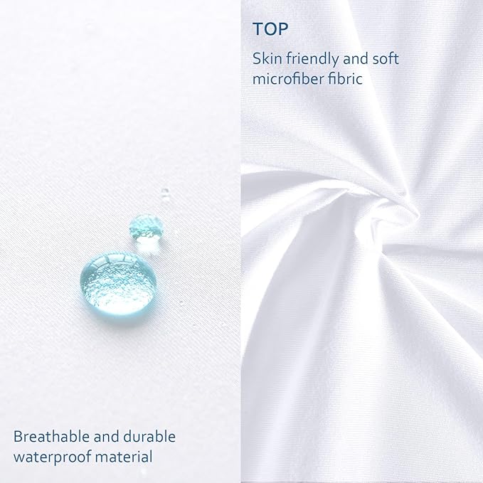 Waterproof Mattress Protector Full XL Size,Mattress Cover Protector, Smooth Top Mattress Protector for Kids, Breathable Skin Friendly and Noiseless Fitted Sheet,Full XL Size,Polyester