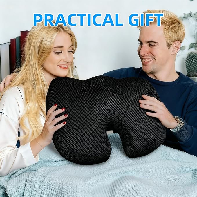 Gel Memory Foam Office Chair Seat Cushion,Breathable Seat Cushion for Long Sitting - Back,Sciatica,Coccyx,Tailbone Pain Relief Pillow Hip Butt Pad- for Office Home Chair, Car Seat,Wheelchair (Black)