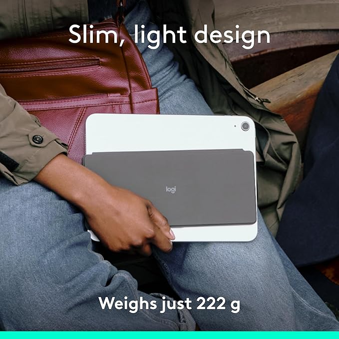 Logitech Keys-to-GO 2 Portable Wireless Keyboard with Built-in Cover, Slim and Compact Bluetooth Keyboard for iPad, iPhone, Mac, and Apple TV, Easily Switch with Devices - Graphite