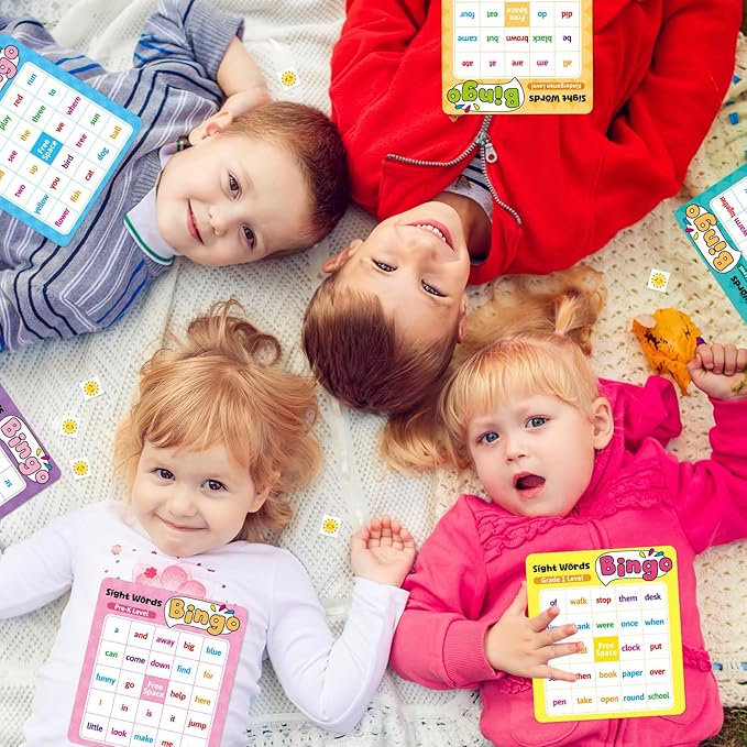 Fancy Land Sight Word Bingo Game Kids Adults Dolch's & Fry's Words Lists Bingo Set for Pre-k to 3rd Grade Educational Games Home Classroom Activities Supplies