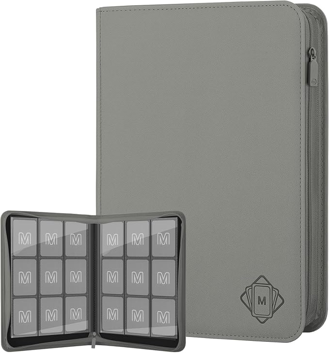 Trading Card Binder with 9 Side Loading Pocket Card Album Hold Up to 540 Cards PU Card Collection Binder, Collectible Albums Card Folder for MTG, TCG, Sports Cards（Dark grey）