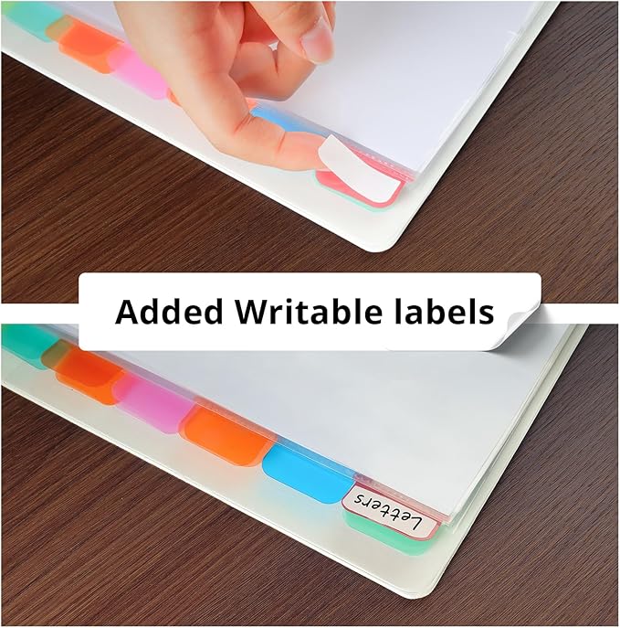 Binder Dividers with Tabs, 8 Tab Clear Sheet Protectors for 3 Ring Binder, White Dividers for 3 Ring Binder Page Protectors, Notebook Binder Sleeves with Pockets, 2 Set (16 Pcs)