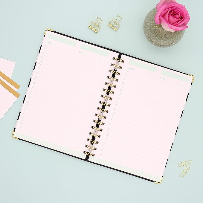 Blue Sky Day Designer for Today To-Do Notebook, 160 Ruled Pages, Twin-Wire Binding, Hardcover, 5.75'' x 8.5'', Black Stripe