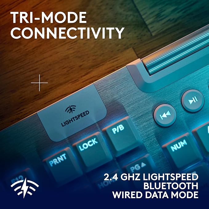 Logitech G915 X Lightspeed Low-Profile Wireless Gaming Keyboard, Double-Shot PBT Keycaps, Fully Programmable Keys, RGB Backlighting, Sleek Aluminum Finishing, GL Brown Tactile Switches-PC/Mac - White