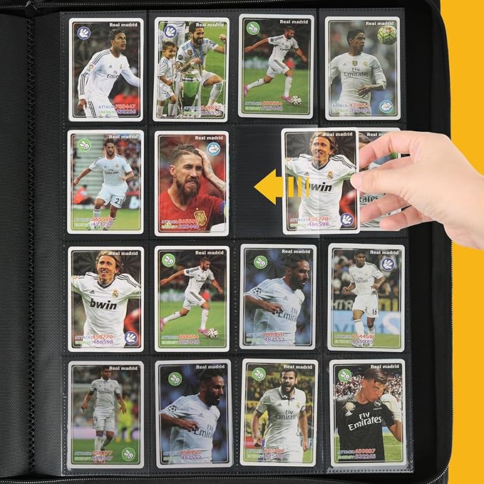 PU Card Binder - 16 Pocket, Premium Holder Folders for 1000+ Cards, Double Sided Pocket Album for MTG, TCG (Black)
