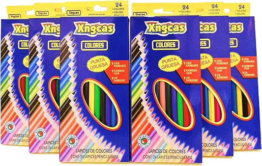 Colored Pencils Bulk, Kids School Supplies For Teachers, 6 Packs with 24 Colors