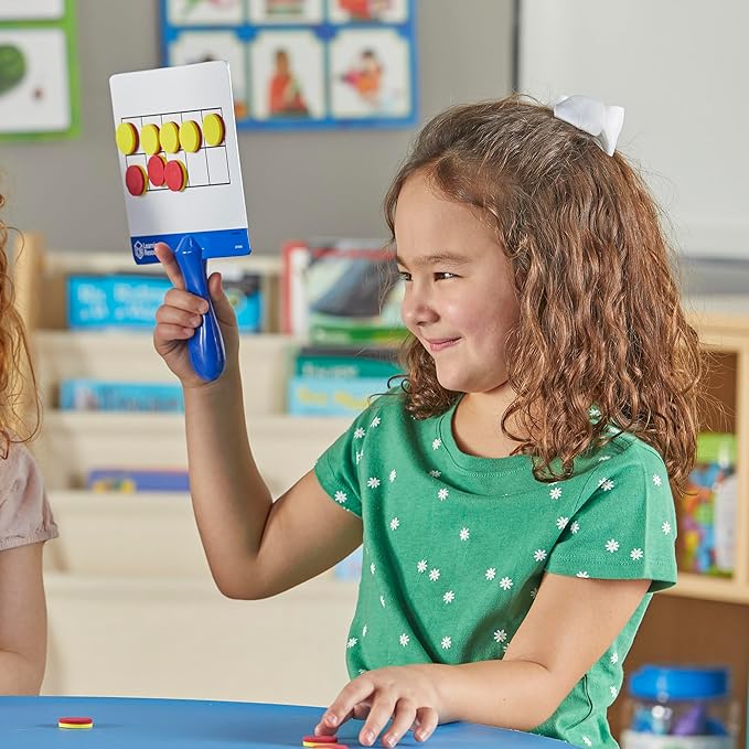 Learning Resources Magnetic Ten-Frame Answer Boards - Set of 4 with 100 Colorful counters/Discs, Ages 5+ | Grades K+ Giant Magnetic Ten Frame Boards Set