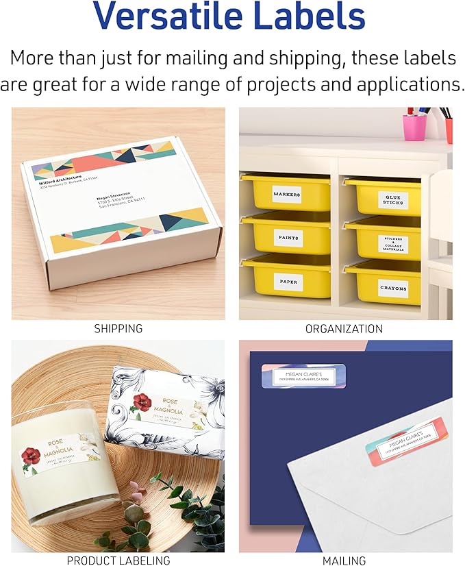 Avery Shipping Address Labels, Laser Printers, 5,000 Labels, 2x4 Labels, Permanent Adhesive, TrueBlock (95910)