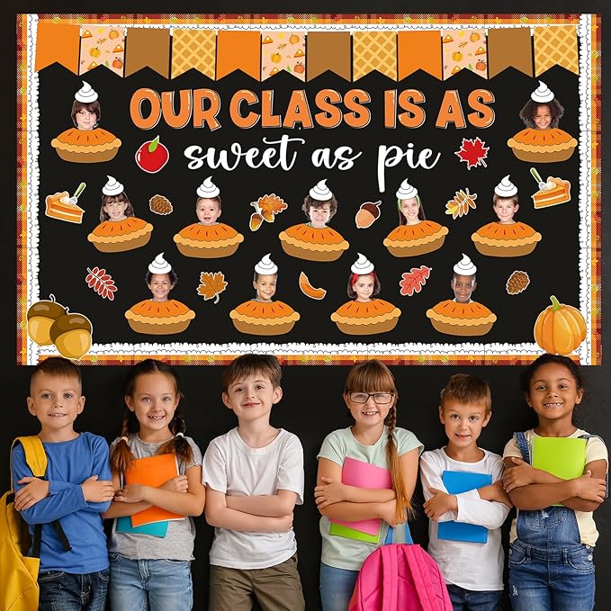 Fall Bulletin Board Decorations Set Thanksgiving Pie Paper Cutouts Autumn DIY Photo Craft for Classroom Holiday School Home Office Wall Decor