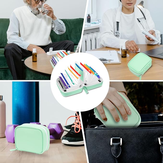 A8 Waterproof Pill Organizer Set, Twice-Daily Large Pill Organizer for Seven Days, Pill Storage with 14 Color-Coded Pouches, Reusable Travel Medicine Organizer