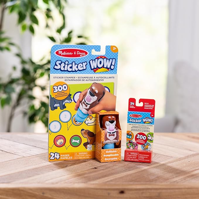 Melissa & Doug Sticker Wow!™ Dog Bundle: 24-Page Activity Book, Refillable Sticker Stamper, Mini Pad, 500 Stickers, Arts and Crafts for Kids Ages 3+