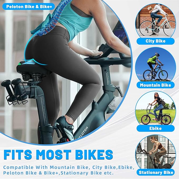Oversized Bike Seat for Men & Women, Comfortable Gel Padded, Extra Wide Bicycle Seat Cushion Comfort, Replacement Saddle for Peloton, Stationary Exercise Bike, Mountain Bike, Cruiser, City Bike