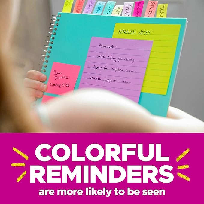 Post-it Mini Notes, 1 3/8 x 1 7/8 in, 24 Pads, America's #1 Favorite Sticky Notes, Poptimistic Post-it Notes, Power Pink, Aqua Blue, Vital Orange, Neon Green, Guava Pink (2 Pack)