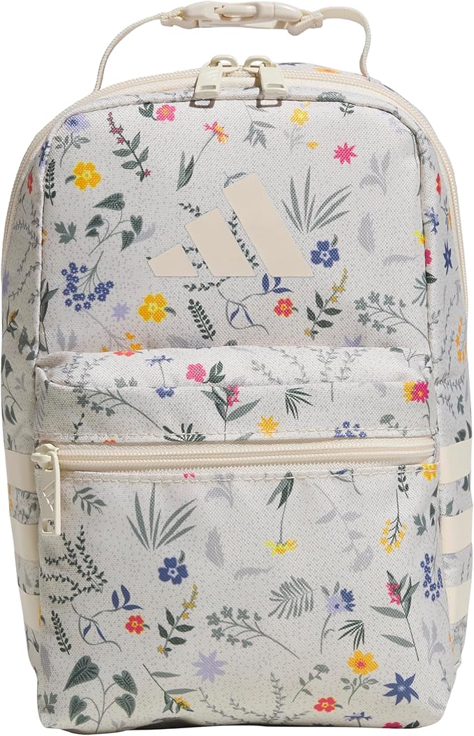 adidas Santiago Lunch Bag Cooler for Women and Men, Insulated Food Container Box with Mesh Pocket, Meadow Floral Wonder White/Wonder White/3.0, One Size