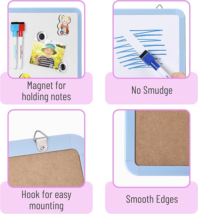 Mr. Pen- Dry Erase Board, 12.5" x 9.5" with 8 Markers and 2 Magnets, White Board, Magnetic, Small