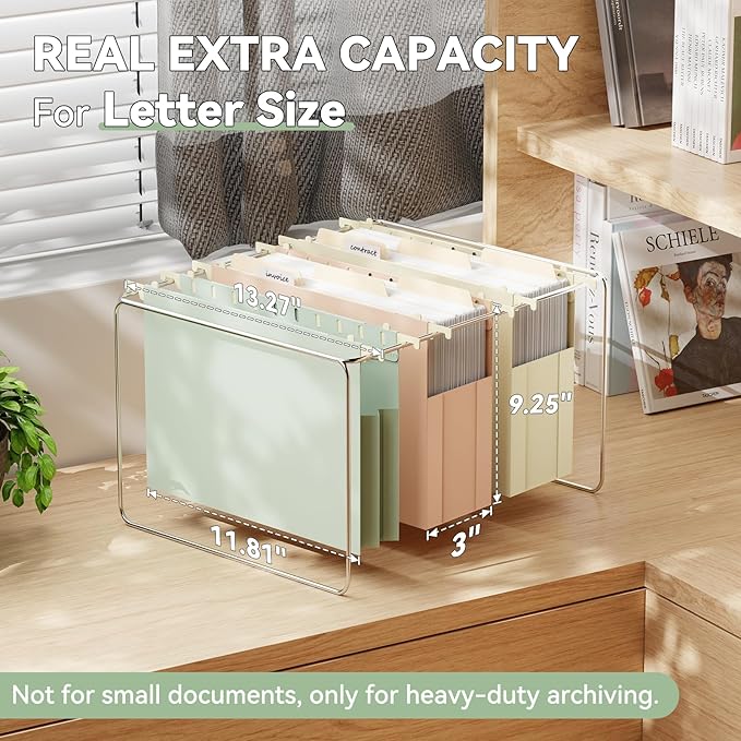 Plastic Extra Wide Hanging File Folder Letter Size,Heavy Duty Reinforced 3" Expansion Accordian Pocket,6 Pack Filing Cabinet Folders with Tabs,Pastel Color Hanging Organizer for Bulky Files