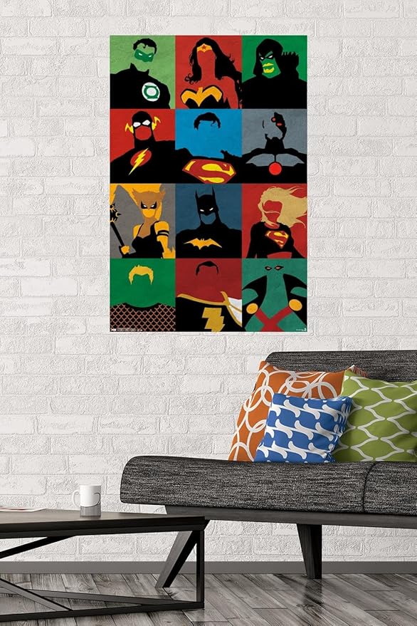 Trends International DC Comics - Justice League - Minimalist Wall Poster, 22.375" x 34", Premium Poster & Mount Bundle
