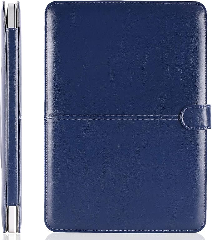 MOSISO Case Compatible with MacBook Air 13.6 inch M4 M3 M2 2025-2022 /Air 13 M1 2022-2018 /Pro 13 inch M2 M1 2025-2016, PU Leather Portfolio Protective Stand Cover, Navy Blue