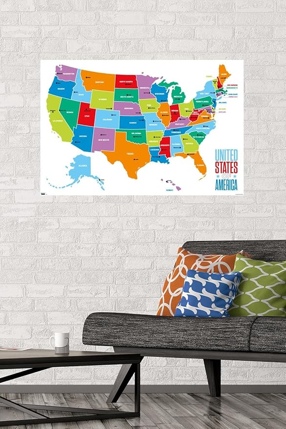 Trends International Map - United States Of America 2022 Wall Poster, 22.375" x 34", Premium Unframed Version