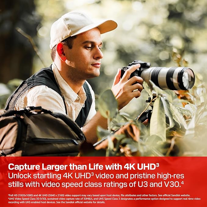 SANDISK 128GB Extreme PRO SD UHS-I Card - Up to 250MB/s Read Speed and 120MB/s Write Speed, 4K UHD, Full HD, U3, and V30 - SDSDXXJ-128G-GSCIN