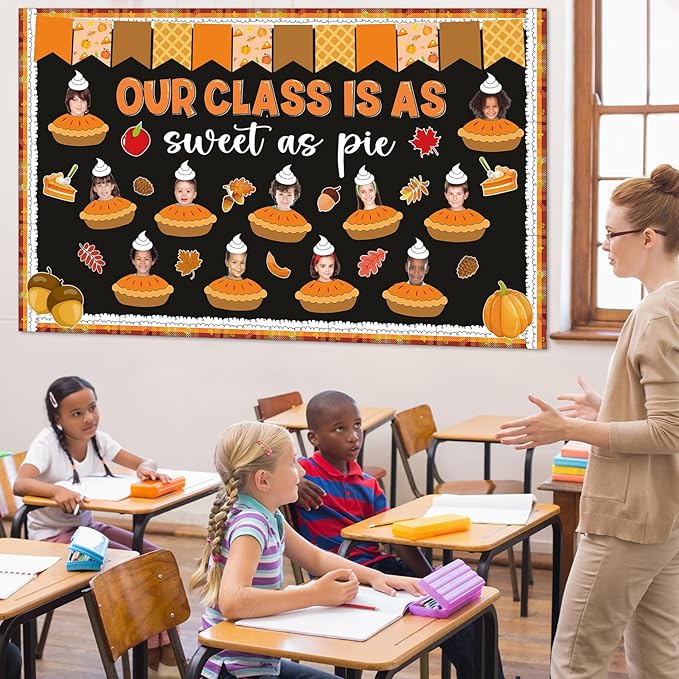 Fall Bulletin Board Decorations Set Thanksgiving Pie Paper Cutouts Autumn DIY Photo Craft for Classroom Holiday School Home Office Wall Decor