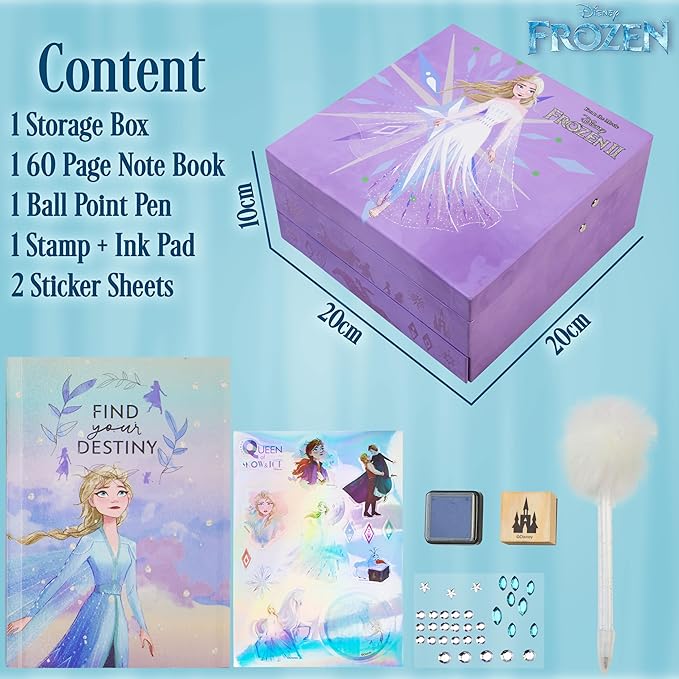 Disney Stitch Notebook Stationery Set Kids Diary DIY Journal Kit and Craft Supplies (Purple Frozen)