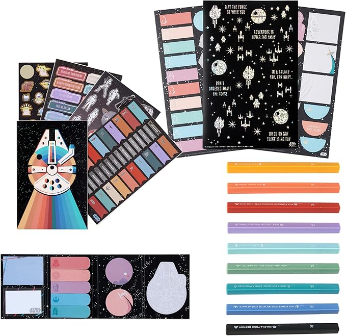 Erin Condren Star Wars Accessories Bundle, Stationery Gift Set with Sticky Note Booklet, 9-Pack Triangular Pens, Sticker Book and Sticker Trio for Journals, Planners and Creativity