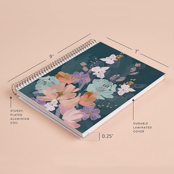 Erin Condren Dot Grid 7x9 Bold Blooms Cover Notebook Spiral Bound Journal for Writing, and Note Taking, Premium Paper, Stylish Floral Cover, Perfect for School, Office, and Creative Planning