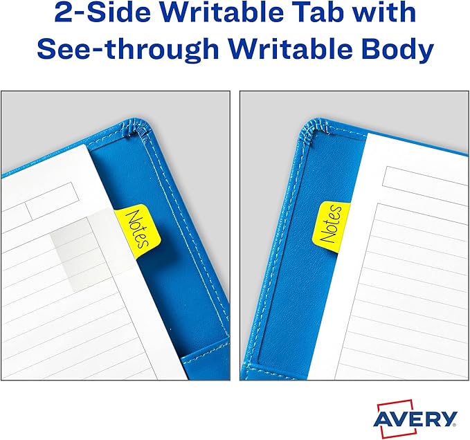 Avery Mini Ultra Tabs, 1" x 1.5", 2-Side Writable, Assorted Neon Colors, 80 Repositionable Tabs (74762)