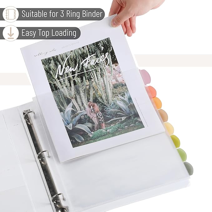 Mr. Pen- Clear Sheet Protectors with Tabs, 8 Tabs, 2 Sets, Clear Plastic Dividers for 3 Ring Binder, Insertable Index Page Divider Multicolor Tabs