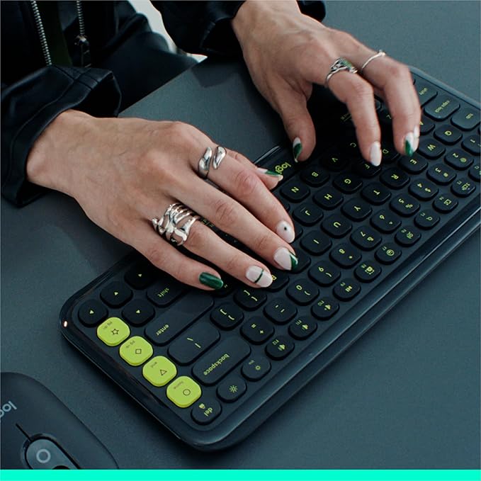 Logitech POP ICON Keys Wireless Bluetooth Keyboard, Comfortable Typing, Programmable Keys, Easy-Switch Between up to 3 Devices, for Laptop, Tablet, PC – Rose and Off-White