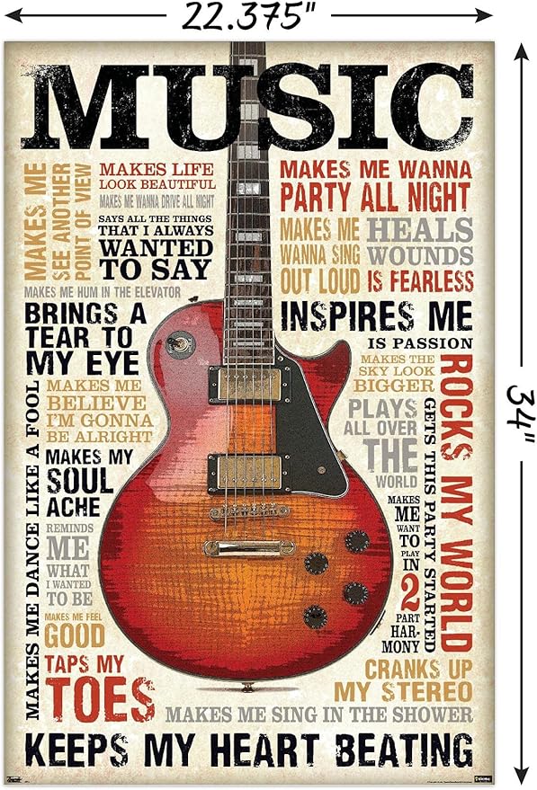 Trends International Music Inspires Me Wall Poster, 22.375" x 34", Poster & Mount Bundle