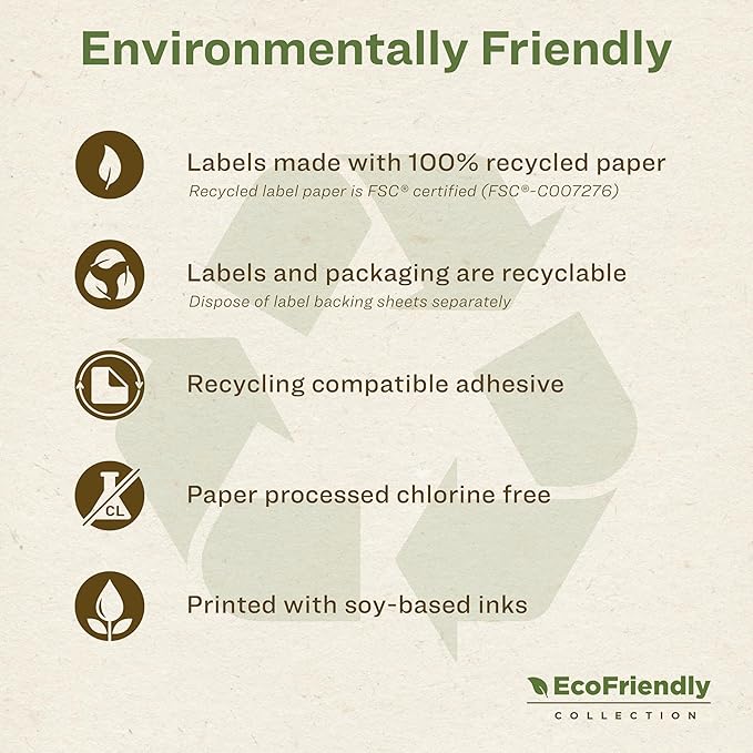 Avery EcoFriendly Recycled Shipping Labels, 3-1/3" x 4", White, Permanent Label Adhesive, 600 Printable Labels (48464)