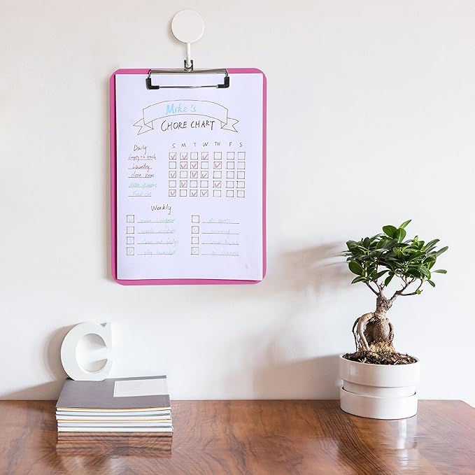 Mr. Pen- Plastic Clipboard, 12.5" x 9", 2 Pack, Hot Pink Clipboard Plastic, Low-Profile Metal Clip with Retractable Hanging Hole