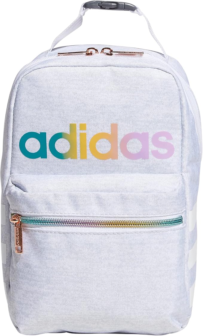 adidas Unisex Santiago Lunch Bag, Insulated School Food Container Box Discontinued, Jersey White/White Rainbow/2.0, One Size