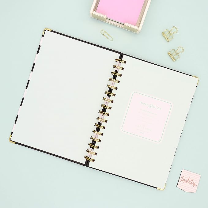 Blue Sky Day Designer for Today To-Do Notebook, 160 Ruled Pages, Twin-Wire Binding, Hardcover, 5.75'' x 8.5'', Black Stripe