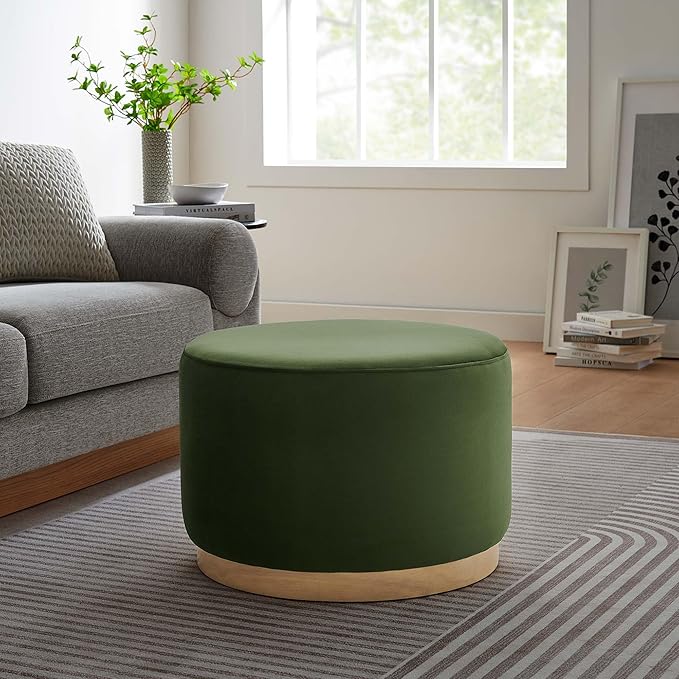 Modway Large 23" Round Performance Velvet Upholstered Upholstered Ottoman