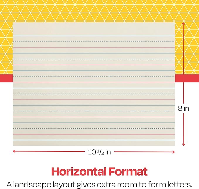 School Smart Zaner-Bloser Writing Paper, Handwriting Practice Lined Paper, Grade 2 Learning, 5/8 Inch Rule, 10-1/2 x 8 Inches, 500 Sheets