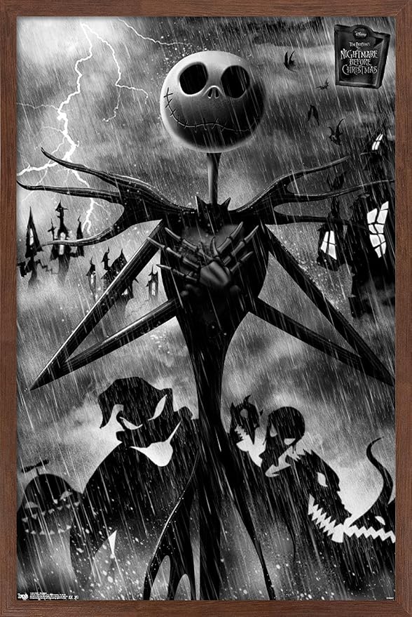 Trends International Disney Tim Burton's The Nightmare Before Christmas - Shadows Wall Poster, 34L x 22.4W, Mahogany Framed Version