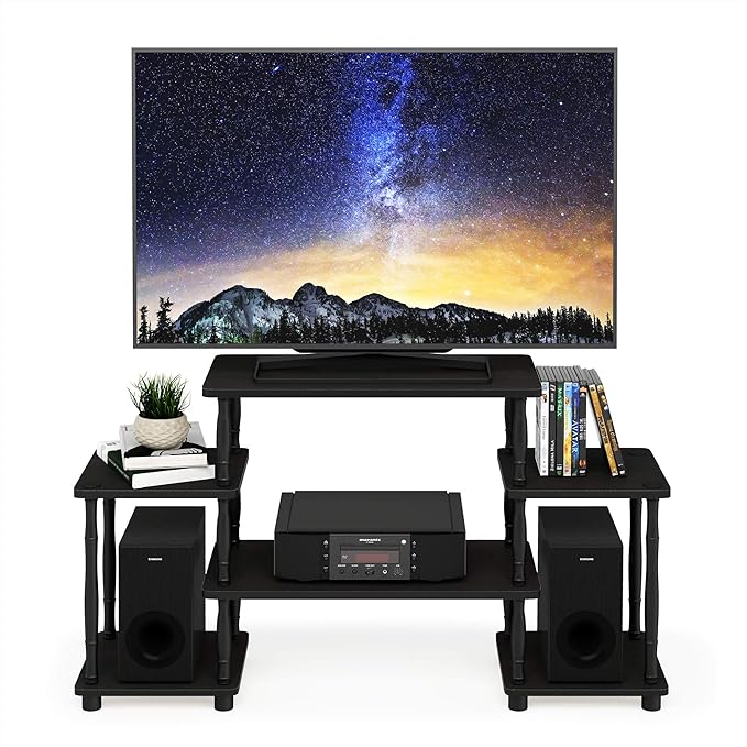 Furinno Turn-N-Tube No Tools Entertainment Center, Classic Square Corner, Espresso/Black