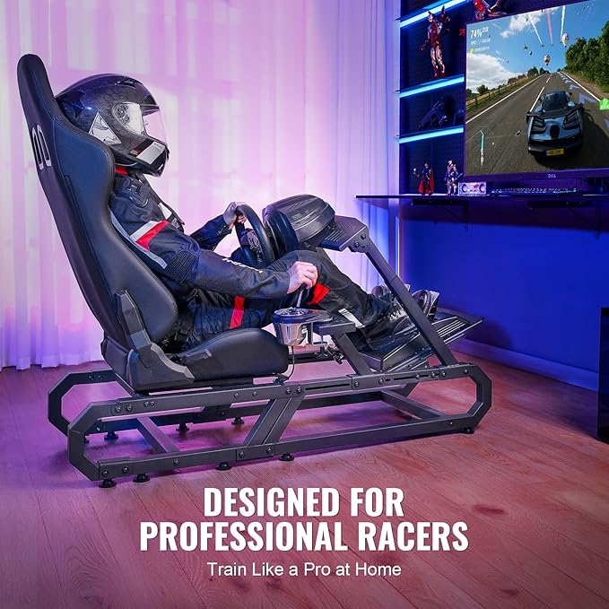 VEVOR Gaming Racing Wheel Stand, Compatible with Logitech G923/G920/G29 & Thrustmaster T248P, Heavy-Duty Adjustable Steering Wheel Stand Cockpit, 330 lbs Capacity, Compact for Sim Racing