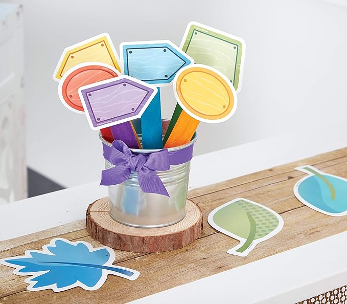 Carson Dellosa 36-Piece Colorful Wood Bulletin Board Cutouts, Colorful Cutouts for Classroom Bulletin Board Set, Assorted Colors Classroom Cutouts for Bulletin Boards