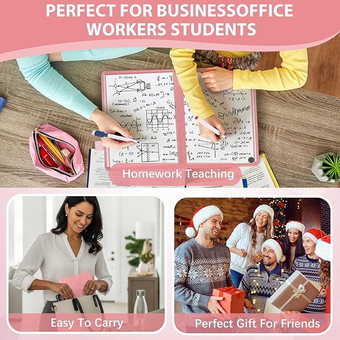 6 Sides Dry Erase Notebook Portable Whiteboards Notebook 9"x6"(a5) Small Reusable Whiteboard Notepad Foldable Anti-ghosting Surface, Travel White Board for Office Study Meeting Planning