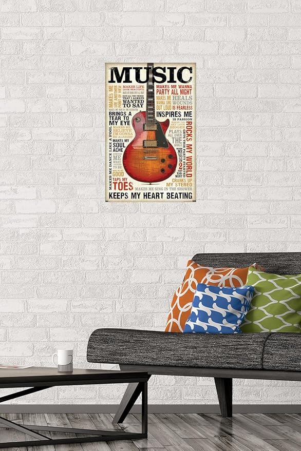 Trends International Music Inspires Me Wall Poster, 14.725" x 22.375", Premium Poster & Mount Bundle